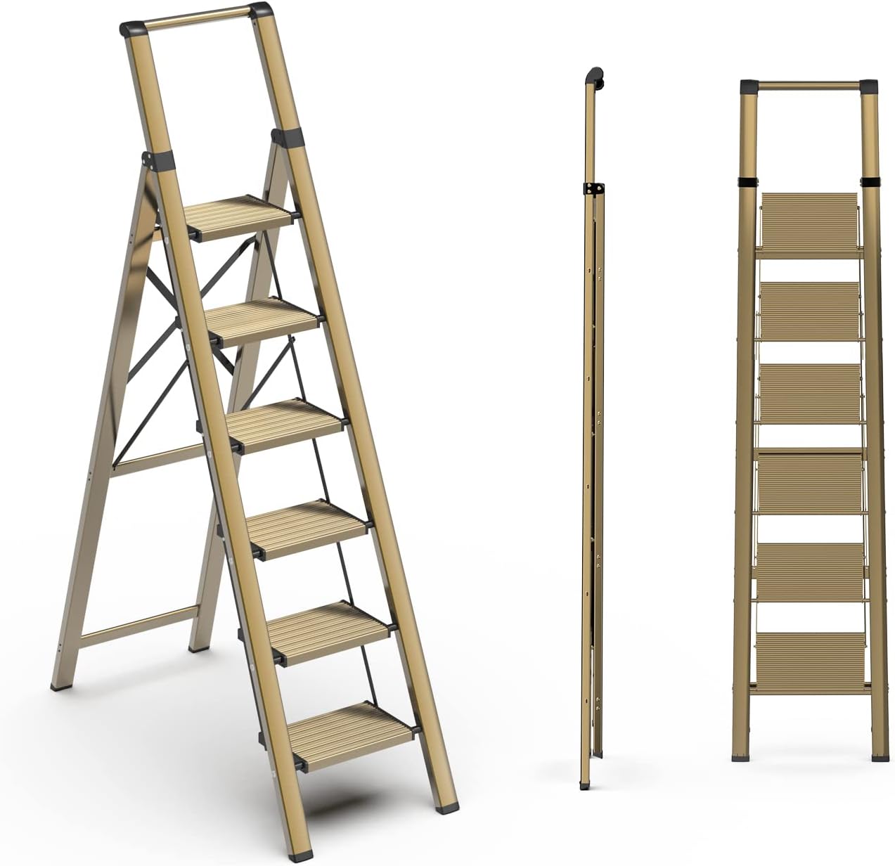 6 Step Ladder with Handgrip and Anti-Slip Wide Pedal for Safety