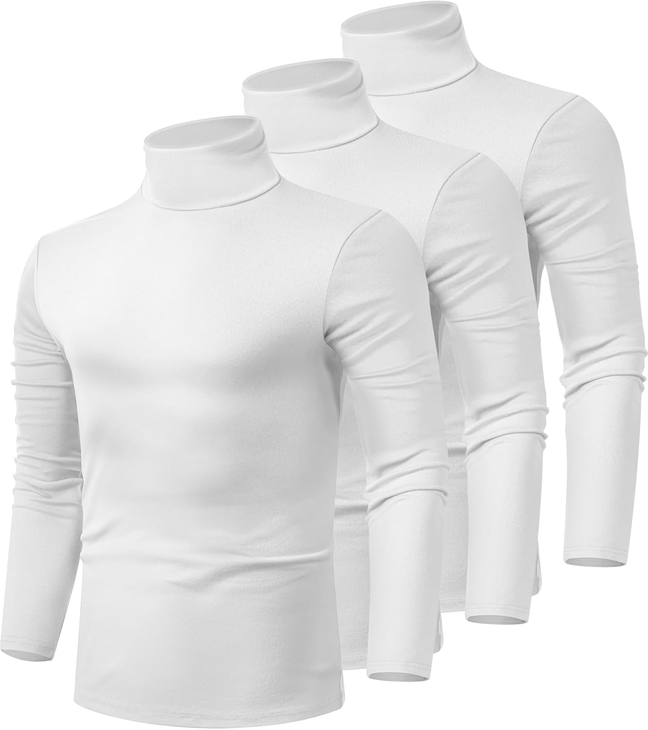 Men's Turtleneck Shirts 3 Pack Long Sleeve Cotton Pullover