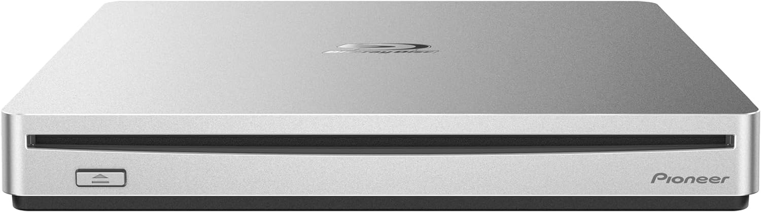Pioneer Silver External Blu-ray Drive: Fast USB 3.0, Stylish Match for Your PC