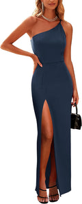 Chic One Shoulder Maxi Dress Ideal for Weddings and Gatherings