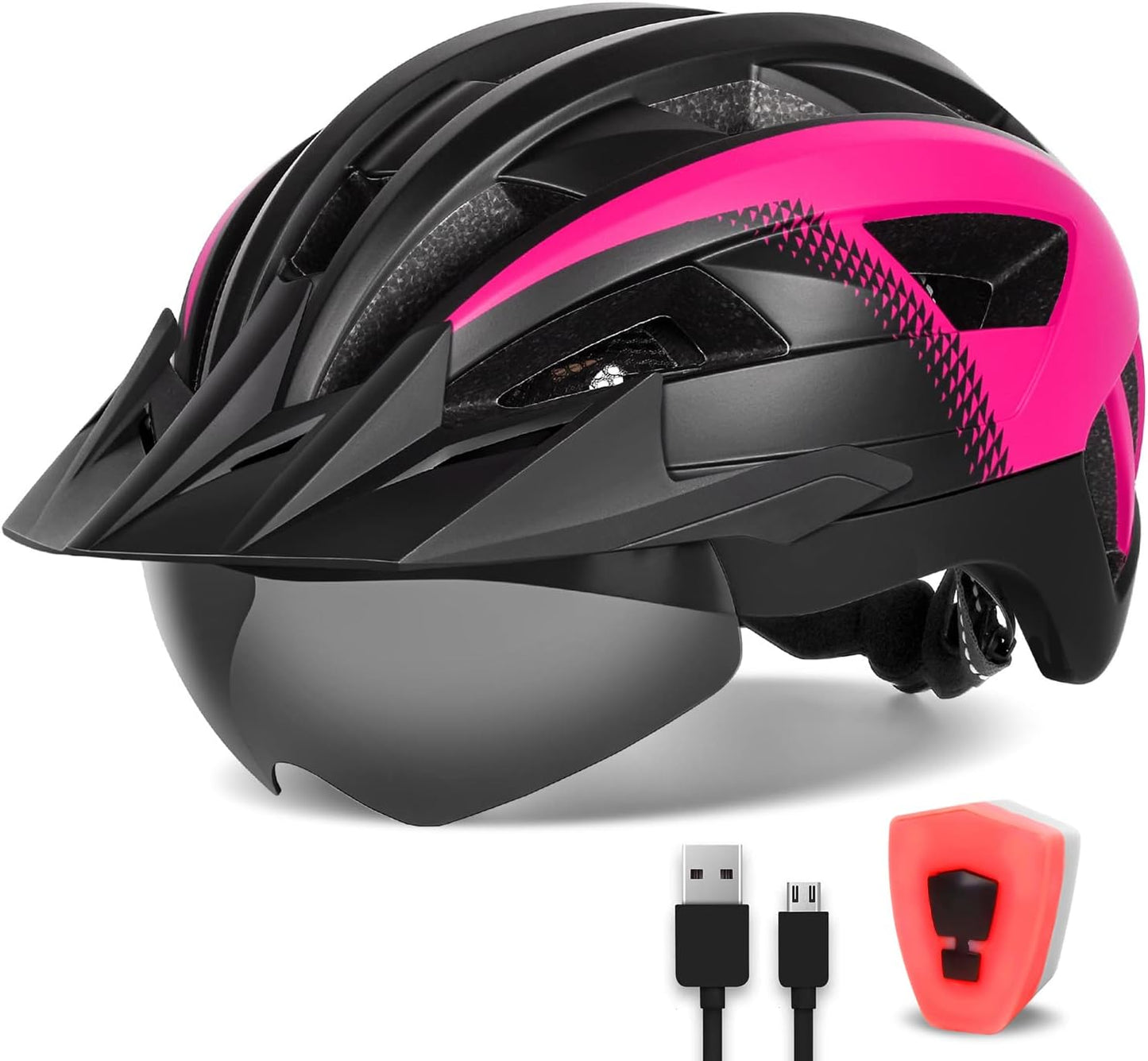 Adult Bike Helmet with Visor and Goggles for Safe Cycling
