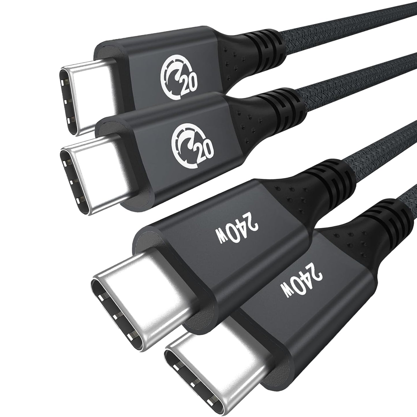 240W USB C Cable 15 ft 2Pack for Fast Charging and Data Transfer