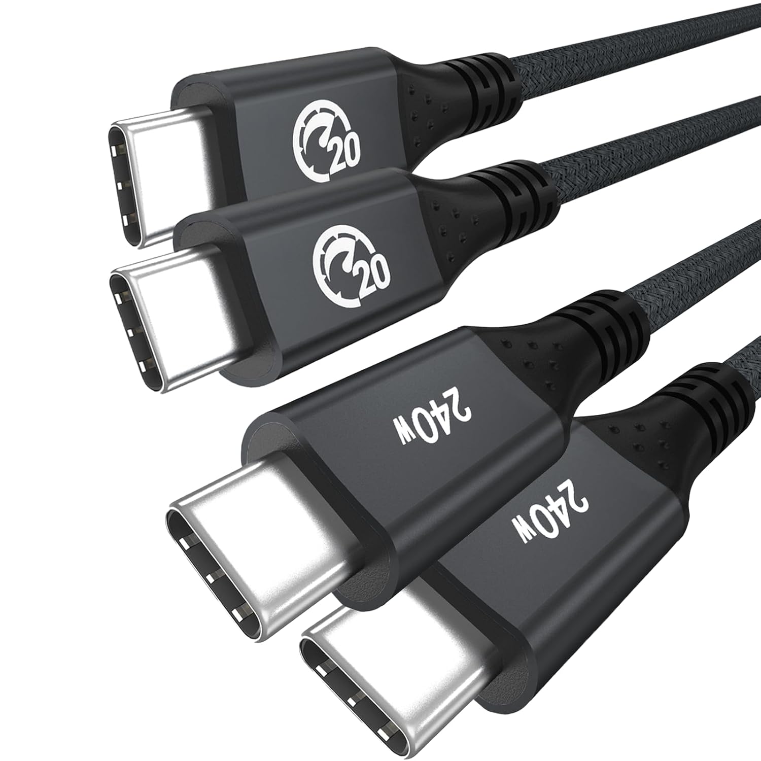 240W USB C Cable 15 ft 2Pack for Fast Charging and Data Transfer