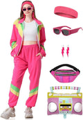 80s Tracksuit for Women Retro Windbreaker Outfit - Color Block Set let