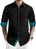 Men's Inner Contrast Long Sleeve Button Down Shirt - Dress Casual
