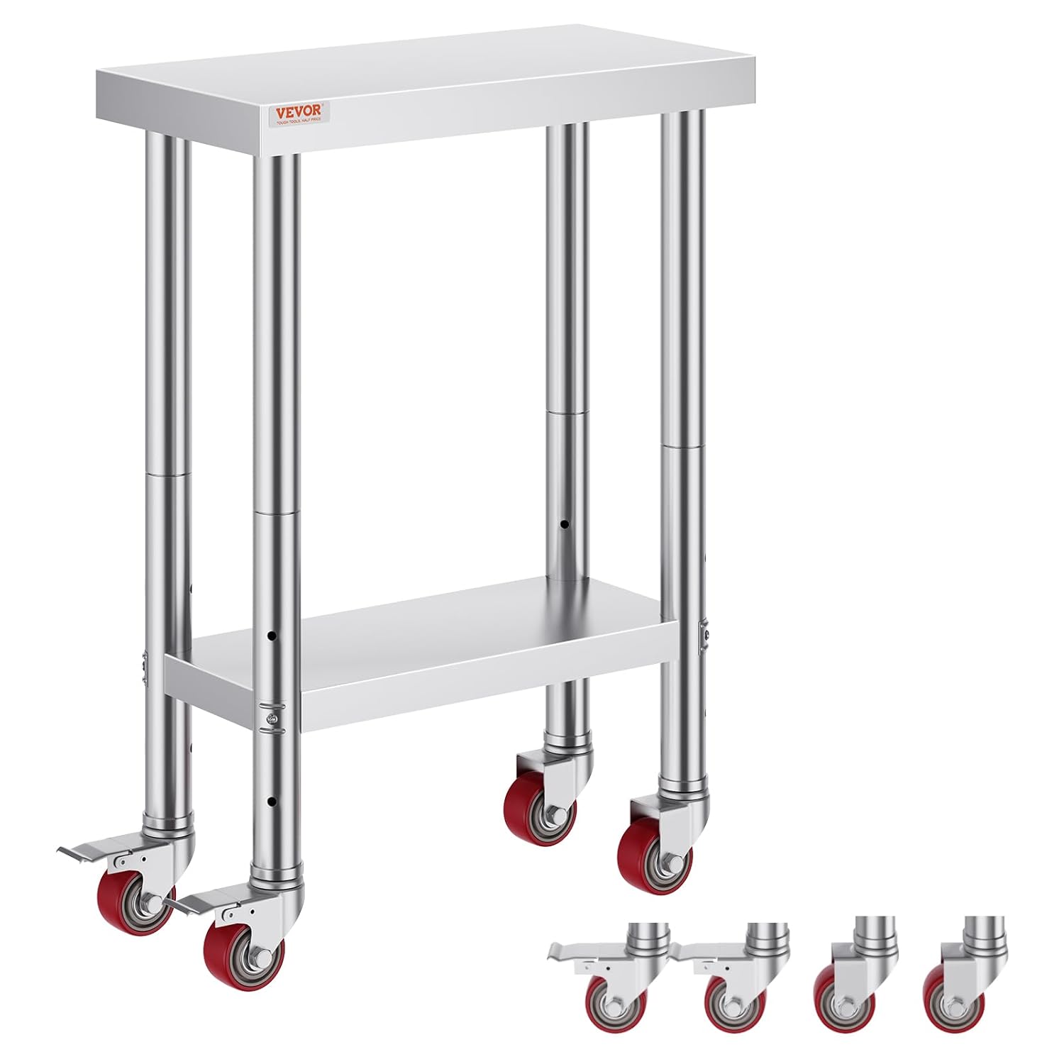 Vevor Stainless Steel Work Table with Wheels for Kitchen Use