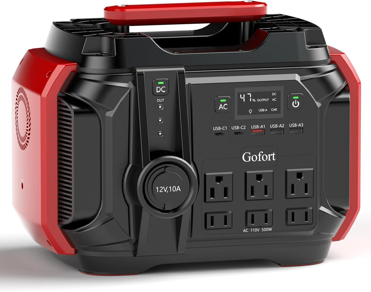 GO FORT: 500W Portable Solar Generator, 6x AC Outlets, PD 60W Fast Charging