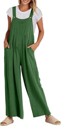 Womens Linen Wide Leg Jumpsuit Overalls - Casual Beach to Travel