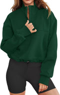 Womens Cropped Half Zip Sweatshirt Oversized Casual Pullover - Cozy