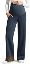Maternity Wide Leg Fleece Pants for Women - Over the Belly Warmth