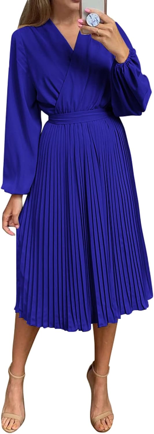 PRETTYGARDEN Women's Spring Midi Dress with Puff Sleeves