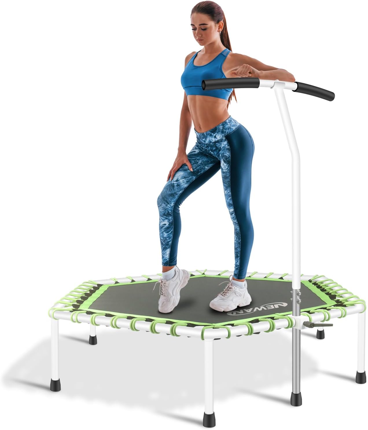 Newan 48in Fitness Trampoline with Adjustable Handle Bar for Cardio