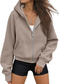 Womens Zip Up Hoodies Fleece Jacket - Cropped Oversized Sweatshirt