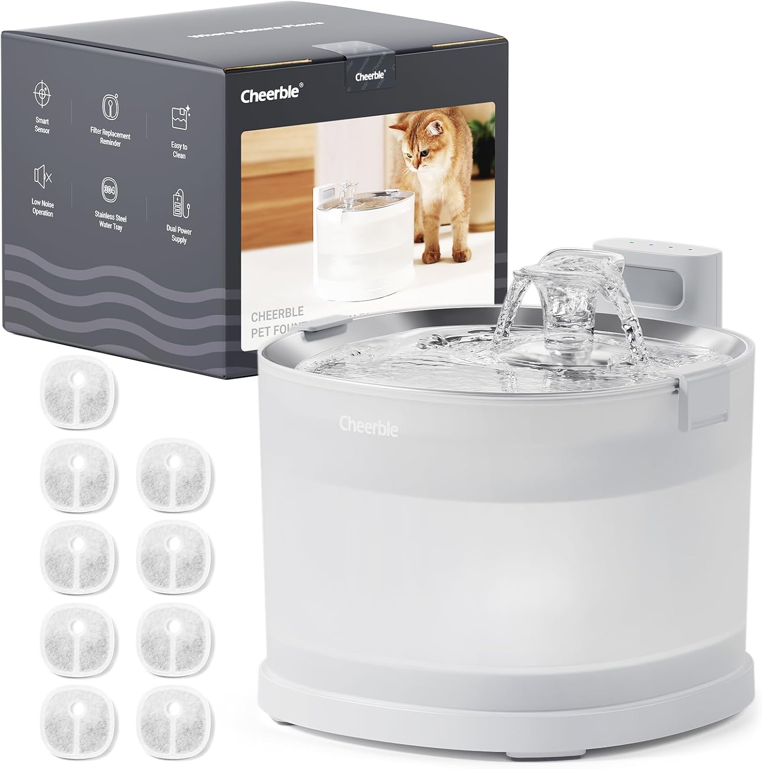 Cheerble Pumpless Pet Fountain Elfin E1+ for Cats and Dogs