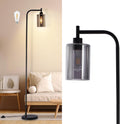 DLLT Floor Lamp Tall Black with Grey Glass Shade - Modern Corner Light
