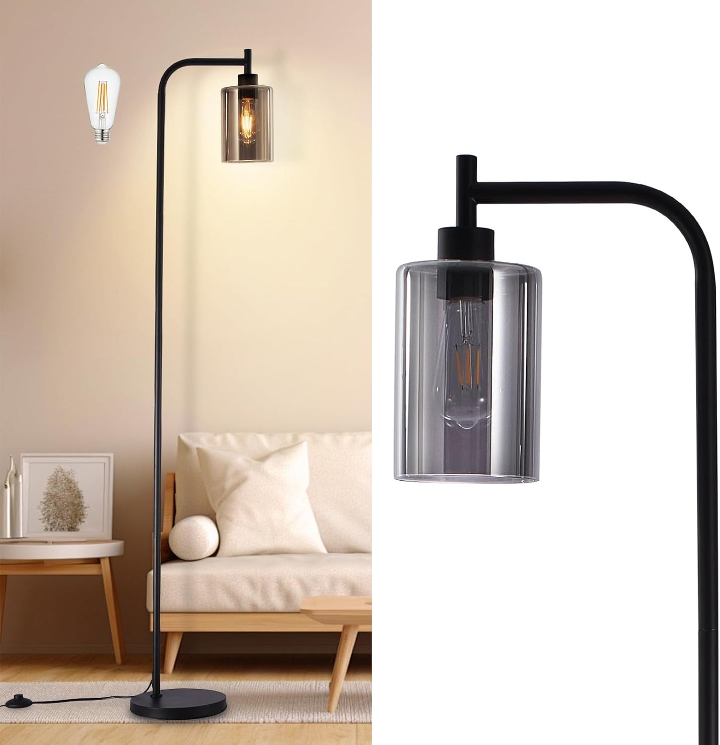 DLLT Floor Lamp Tall for Room: Modern Black Standing Lamp