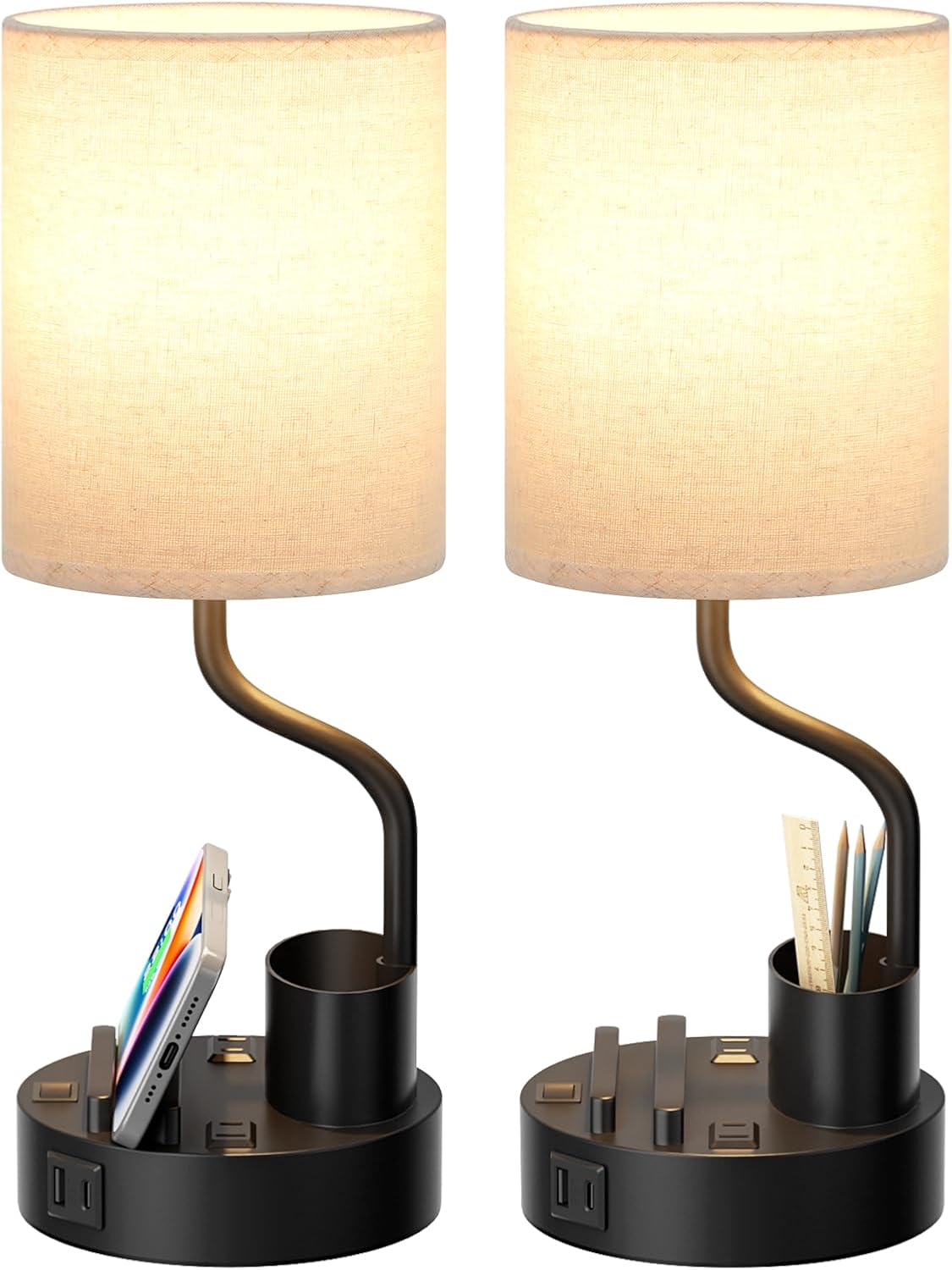 2-Pack Versatile Charging Desk Lamps - Fenmzee