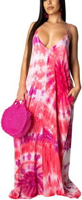 WOOSEN Womens Summer Suspender Maxi Dress Plus Size