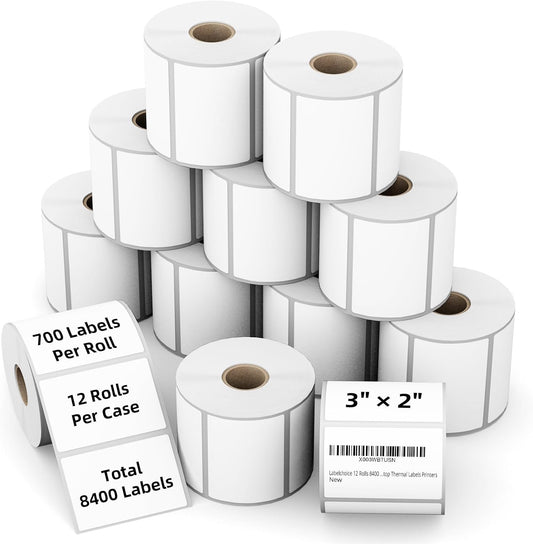 3x2 Direct Thermal Labels for Zebra Printers - 8400 Pcs