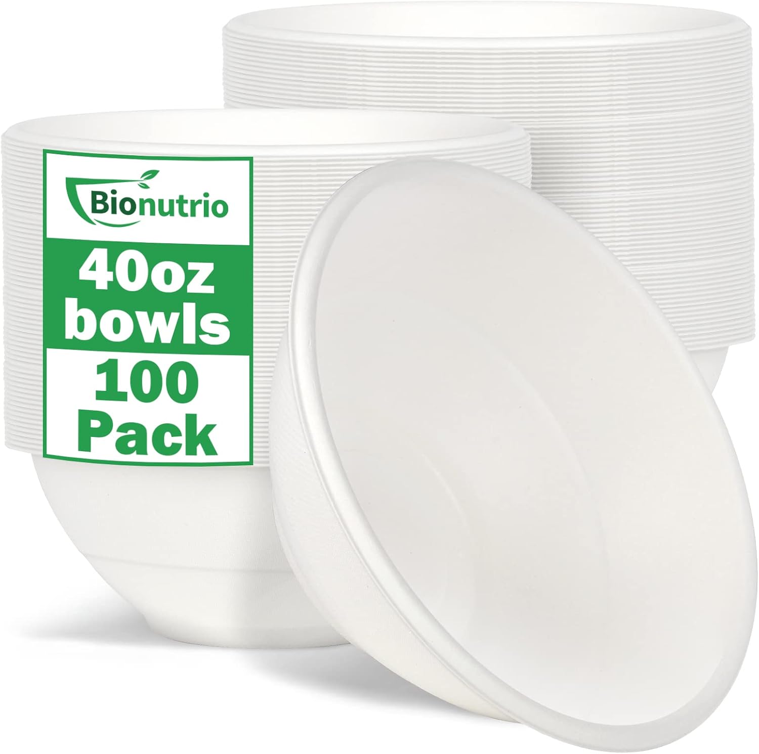 40oz Large Paper Bowls Disposable for Cereal and Salads