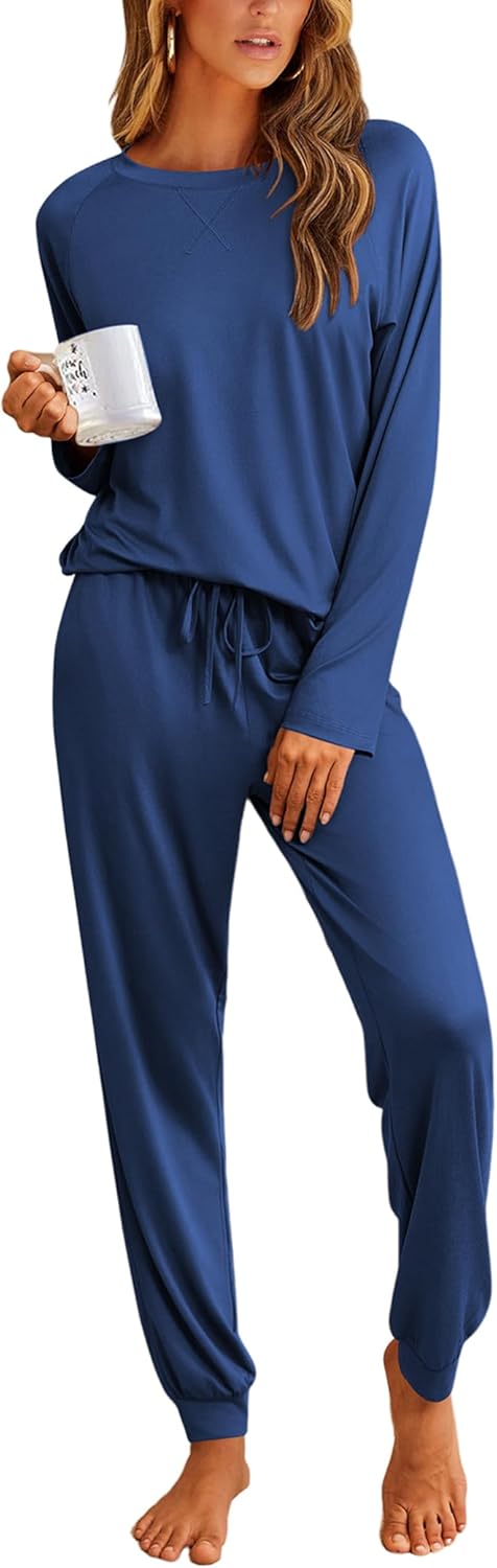 Ekouaer Pajamas Womens Long Sleeve Pj Set for Cozy Comfort