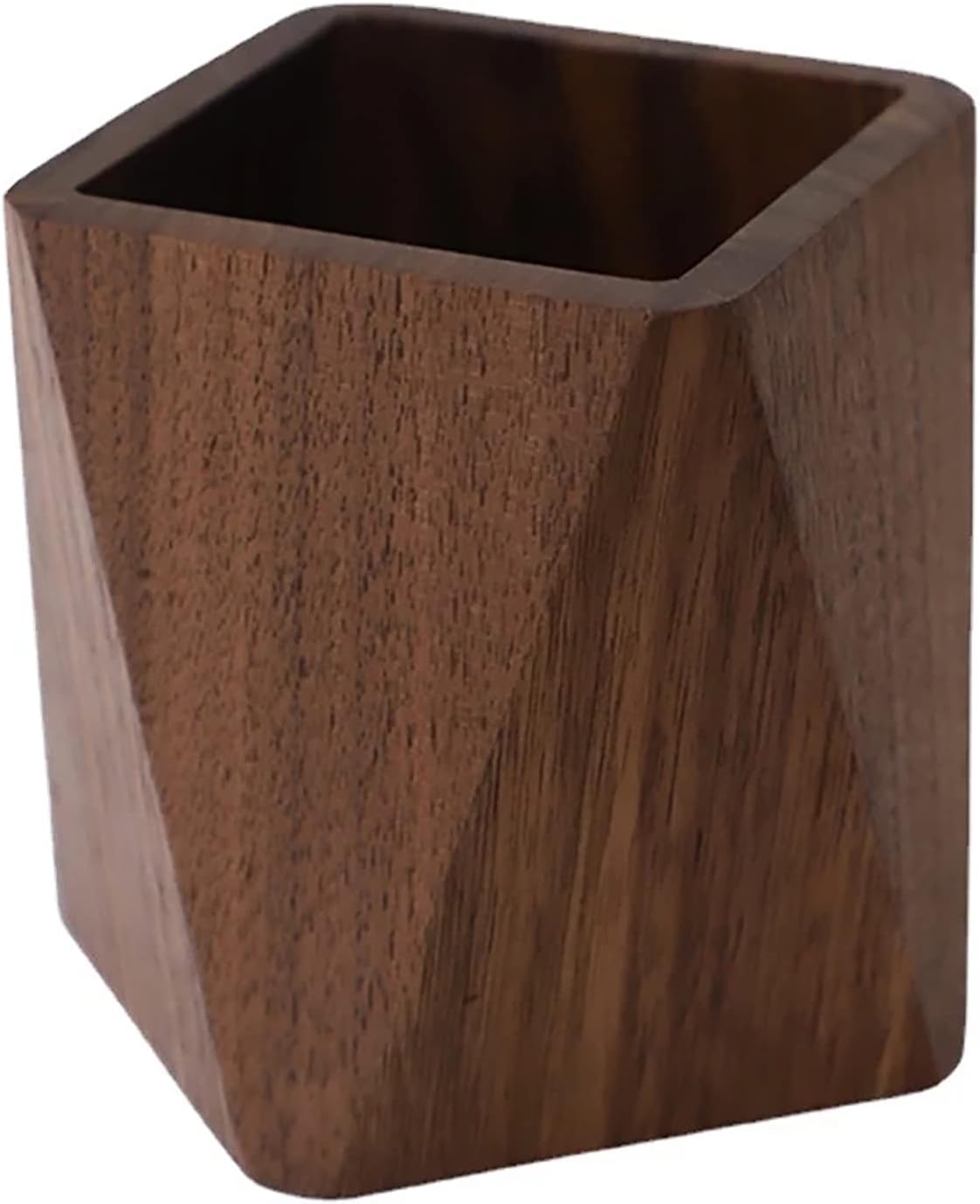 Prismatic Black Walnut Pencil Box - Stylish Desk Organizer