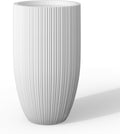 24 in Tall Round Concrete Planter - Textured White Modern Pot