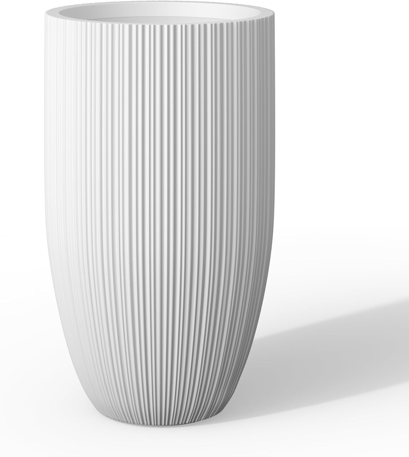 Kante 24 Inch Tall Round Concrete Planter for Indoor Outdoor Use