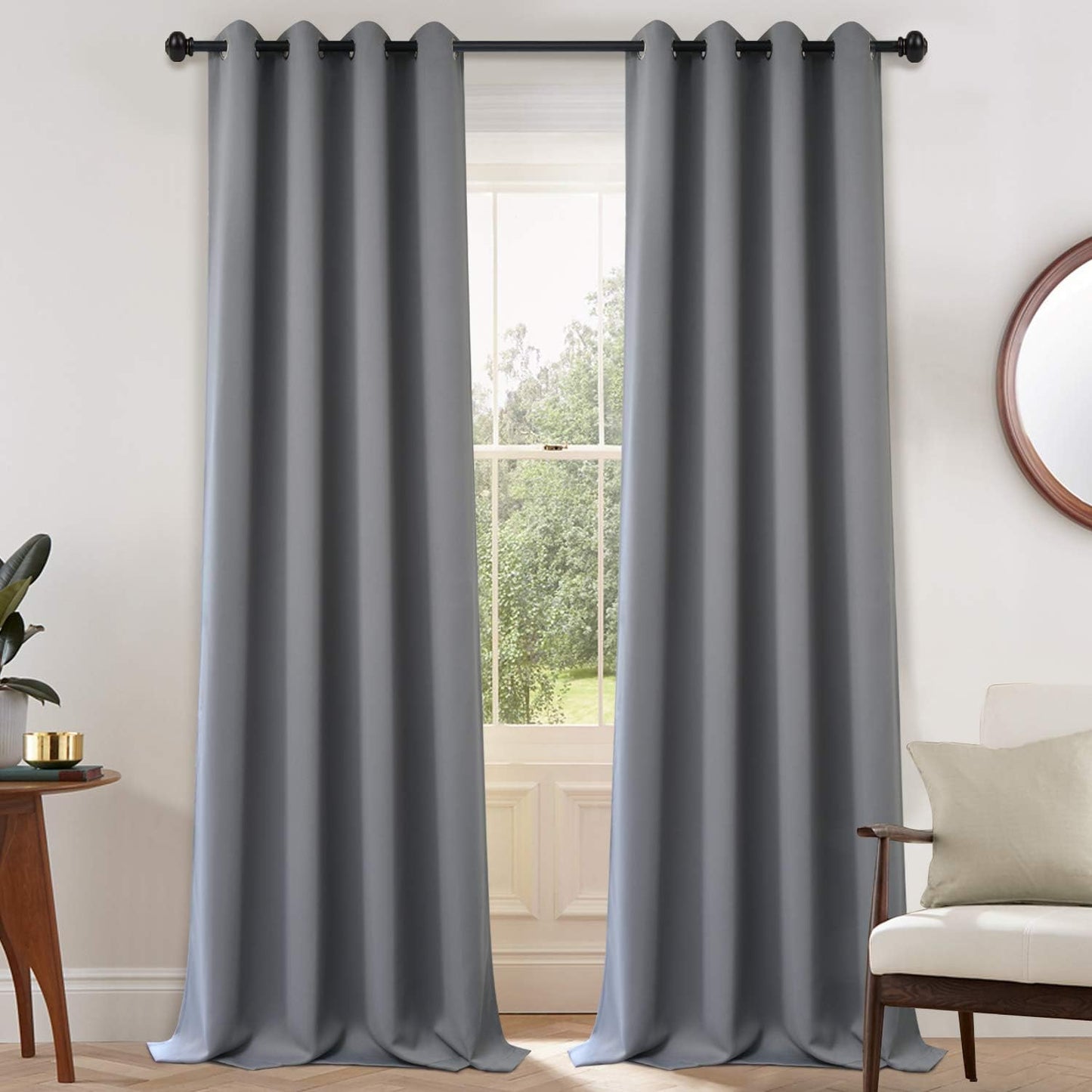 Yakamok Gray Blackout Curtains for Room Darkening and Insulation