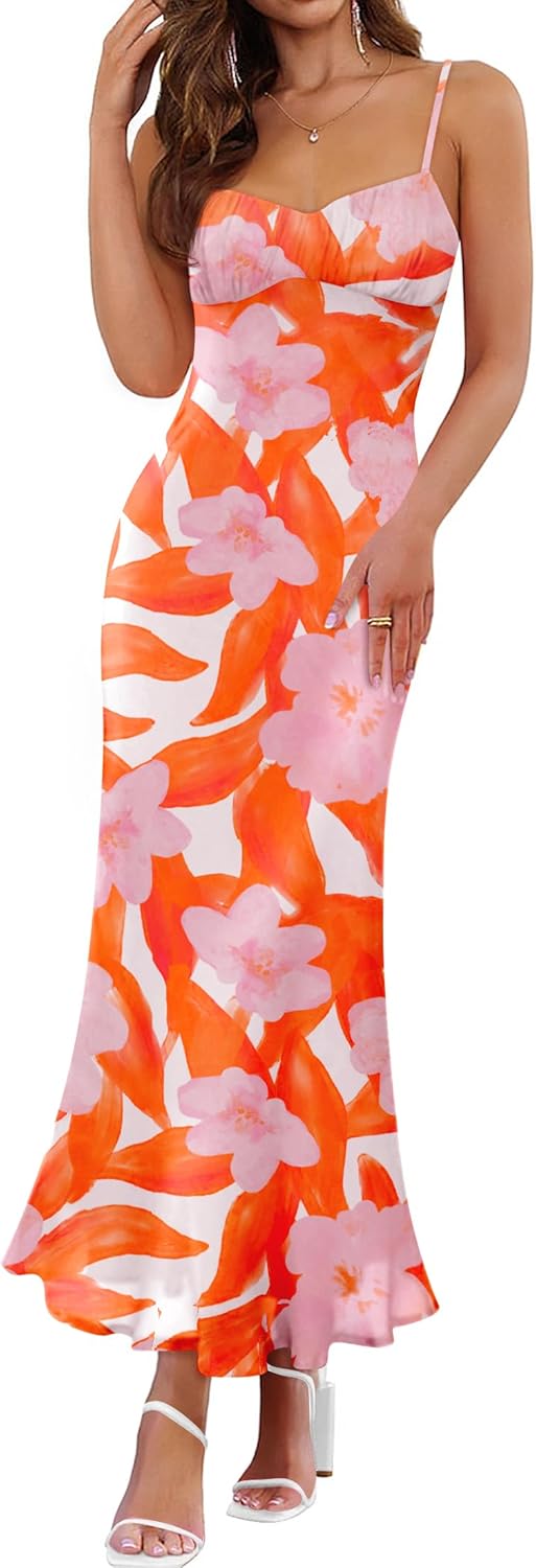 ZESICA Womens Summer Floral Spaghetti Straps Maxi Dress Review