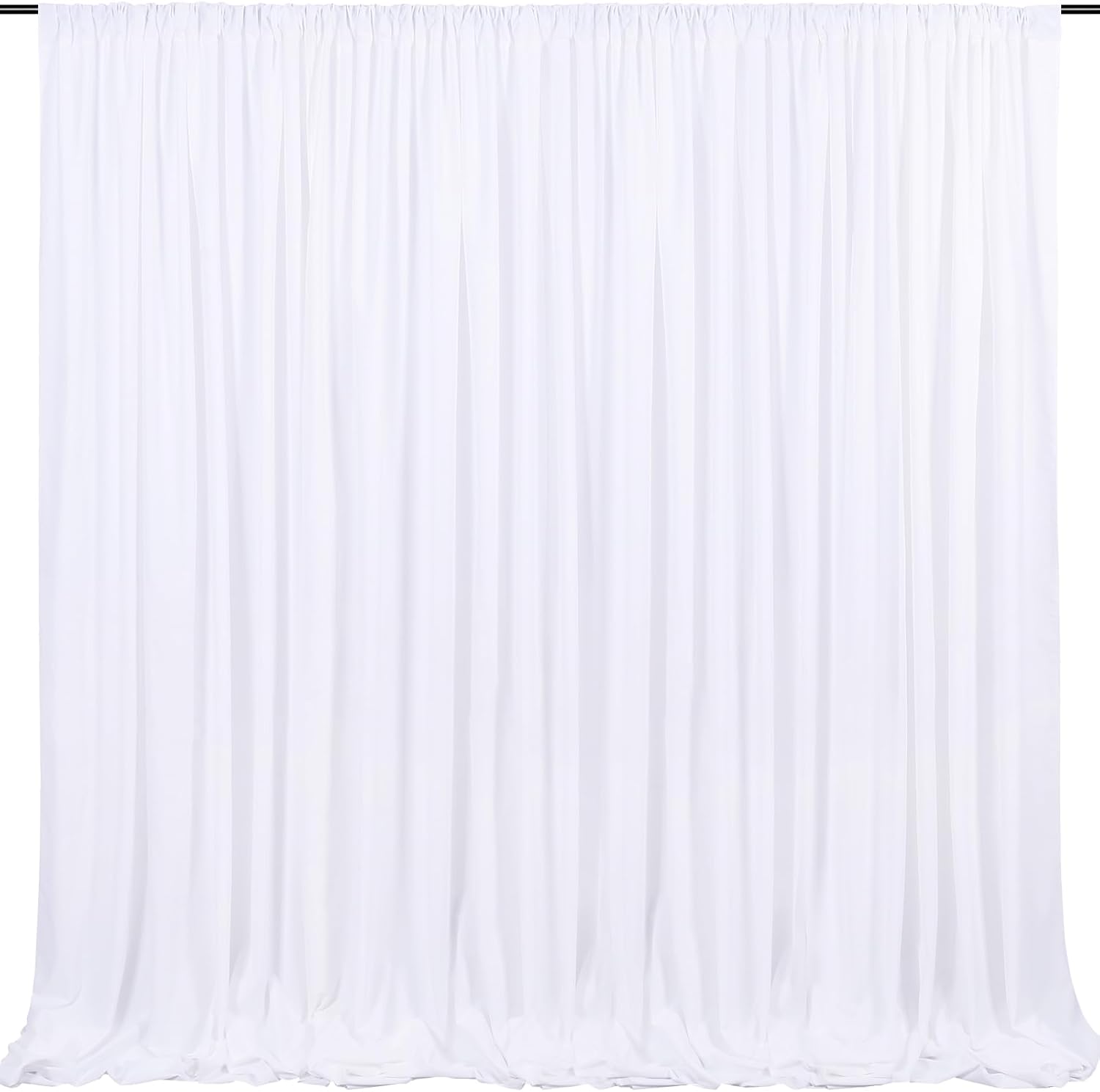 QueenDream White 5x10ft Backdrop Curtains - Wrinkle-Free Polyester for Stunning Photos