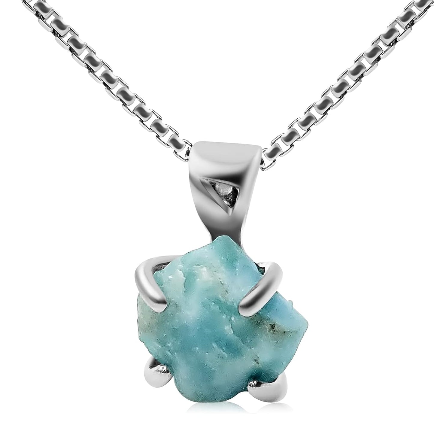 Genuine Raw Larimar Gemstone Pendant Chain Necklace Gift