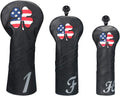 US Flag Clover Leather Driver Wood Hybrid Putter Headcovers