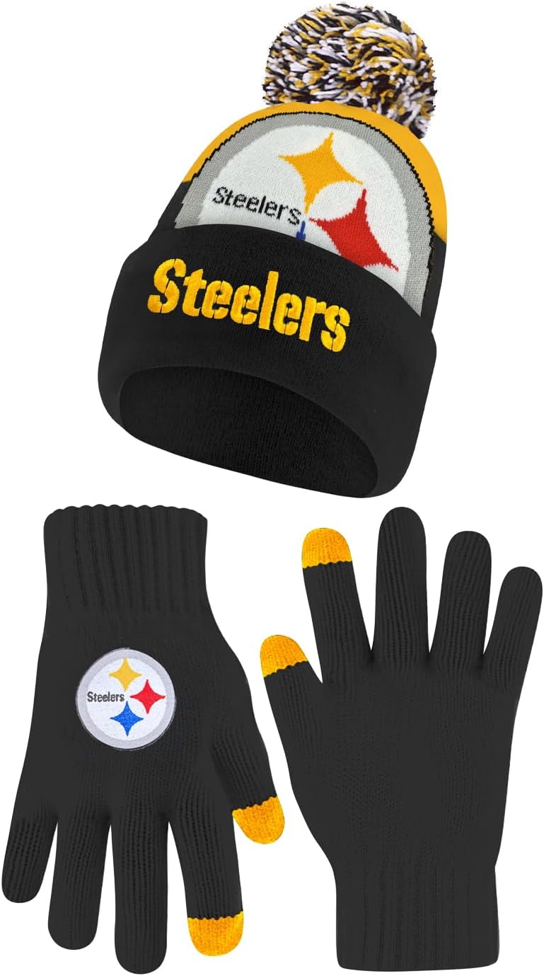 Ultra Game Youth NFL Super Soft Winter Beanie and Gloves Set
