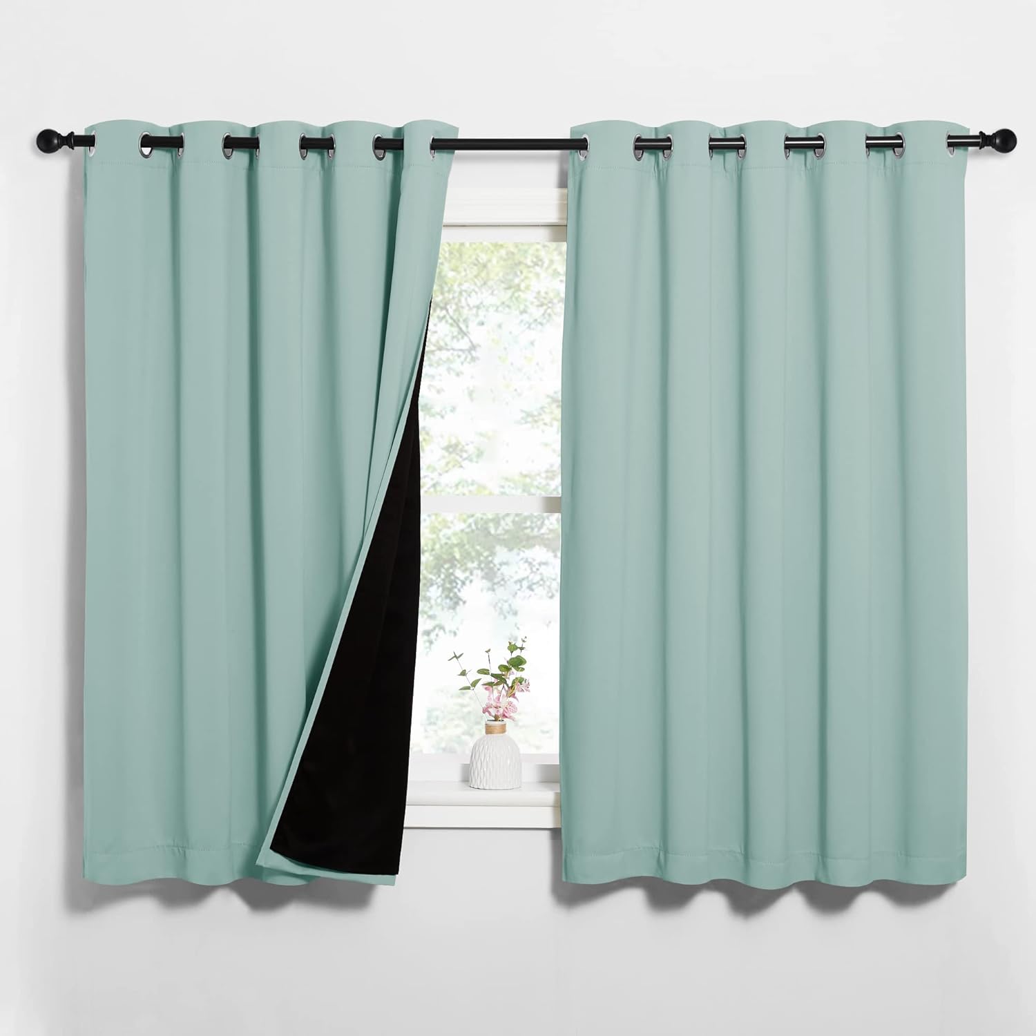 NICETOWN Aqua Blue Blackout Curtains for Complete Light Control