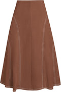 Kate Kasin Women's Suede Midi Skirt - High Waist A-Line Midi