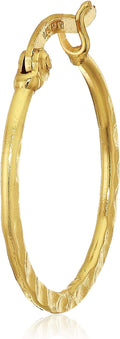 Sterling Silver 14K Gold Over Hammered Hoop Earrings - Lightweight