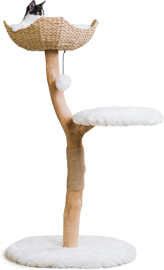 Wooden Cat Climbing Tree Tower for Large Cats Up to 15 Pounds
