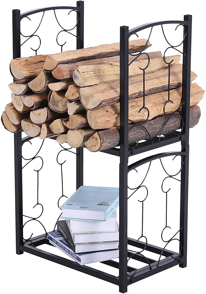 PHI VILLA 2-Layer Firewood Rack for Indoor and Outdoor Use