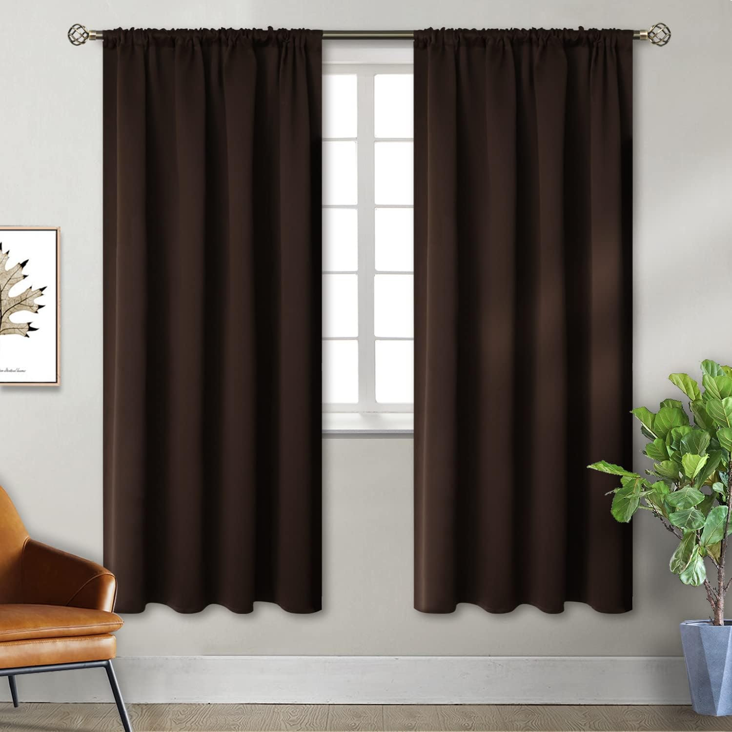 BGment Rod Pocket Blackout Curtains for Bedroom - 42 x 72 Inch