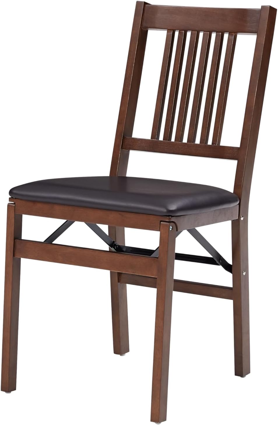 Set of 2 Walnut Folding Chairs, 300 lb Capacity, No Assembly Required