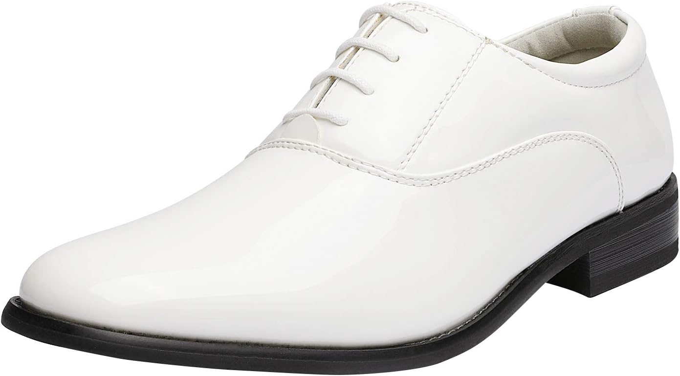 Bruno Marc Men's Faux Patent Leather Tuxedo Derby Dress Shoes