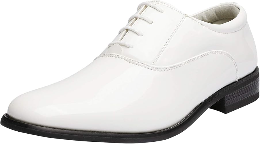 Bruno Marc Men's Faux Patent Leather Tuxedo Derby Dress Shoes