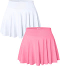 Women 2 Piece Flared Mini Skirts Pack - Stretchy 2 in 1 Set