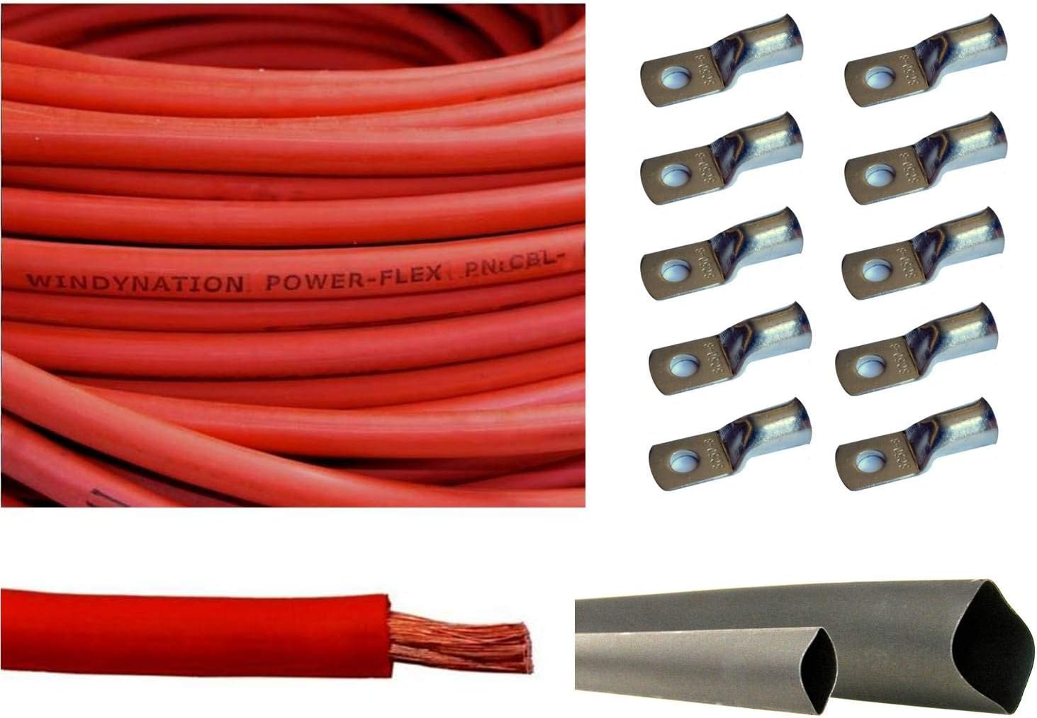 WNI 2/0 AWG 5 Feet Red Battery Welding Copper Cable Kit