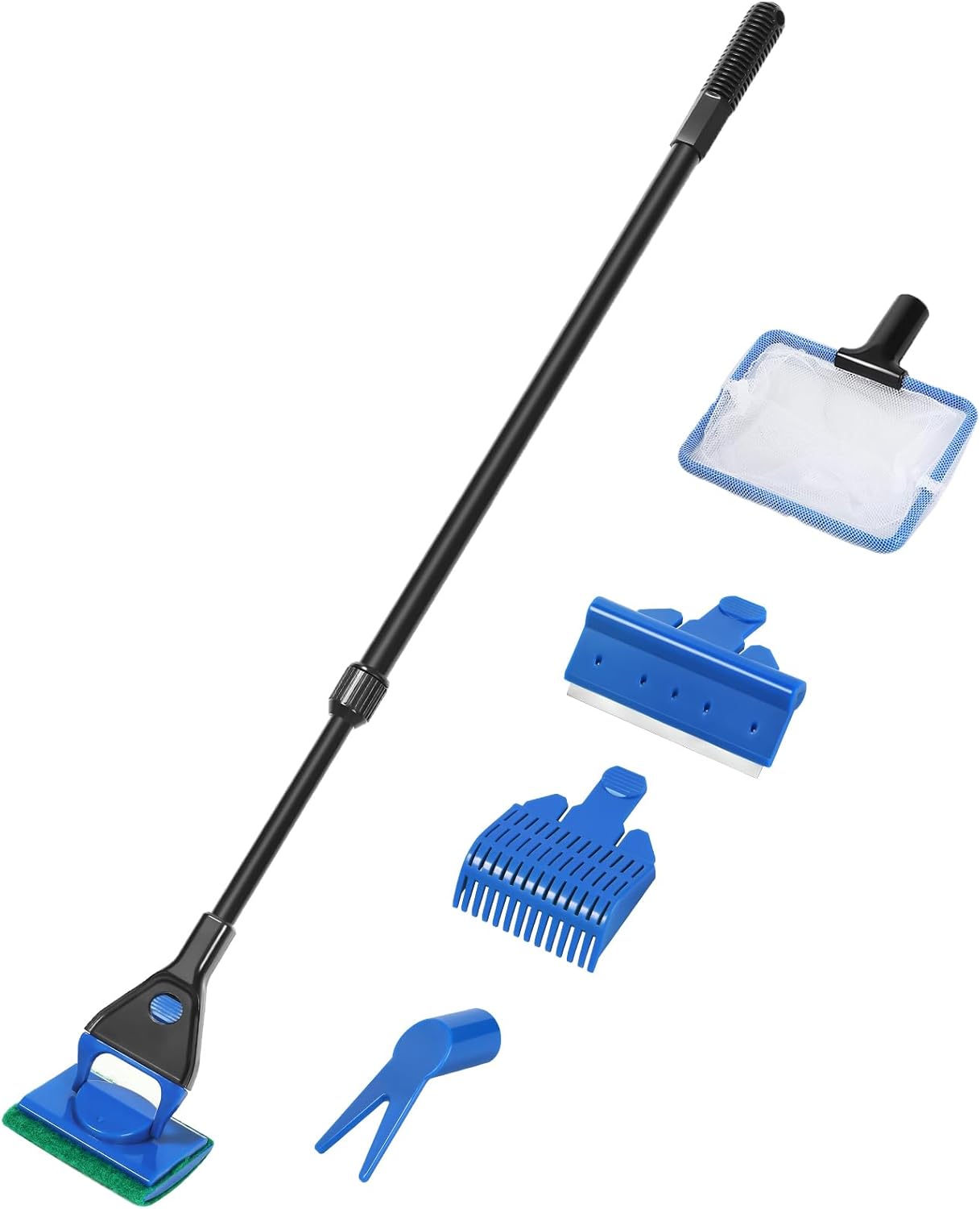 AQUANEAT 5-in-1 Aquarium Cleaning Kit - Adjustable Long Handle for Effortless Tank Maintenance