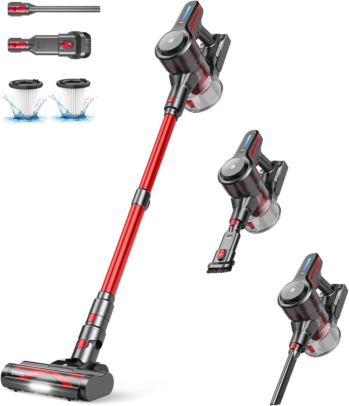 Powerful Cordless Vacuum: 45Mins Runtime, Anti-tangle, 1.5L Dust Cup
