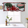 54x18 in Merry Christmas Red Truck Window Valance - Festive Kitchen