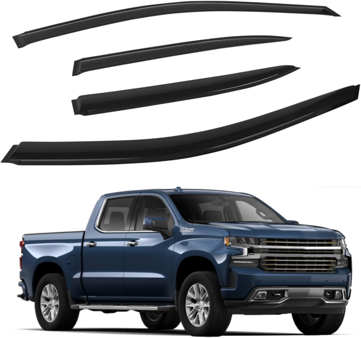 4 PCS Window Visors Deflectors for 2019-2025 Chevrolet Silverado