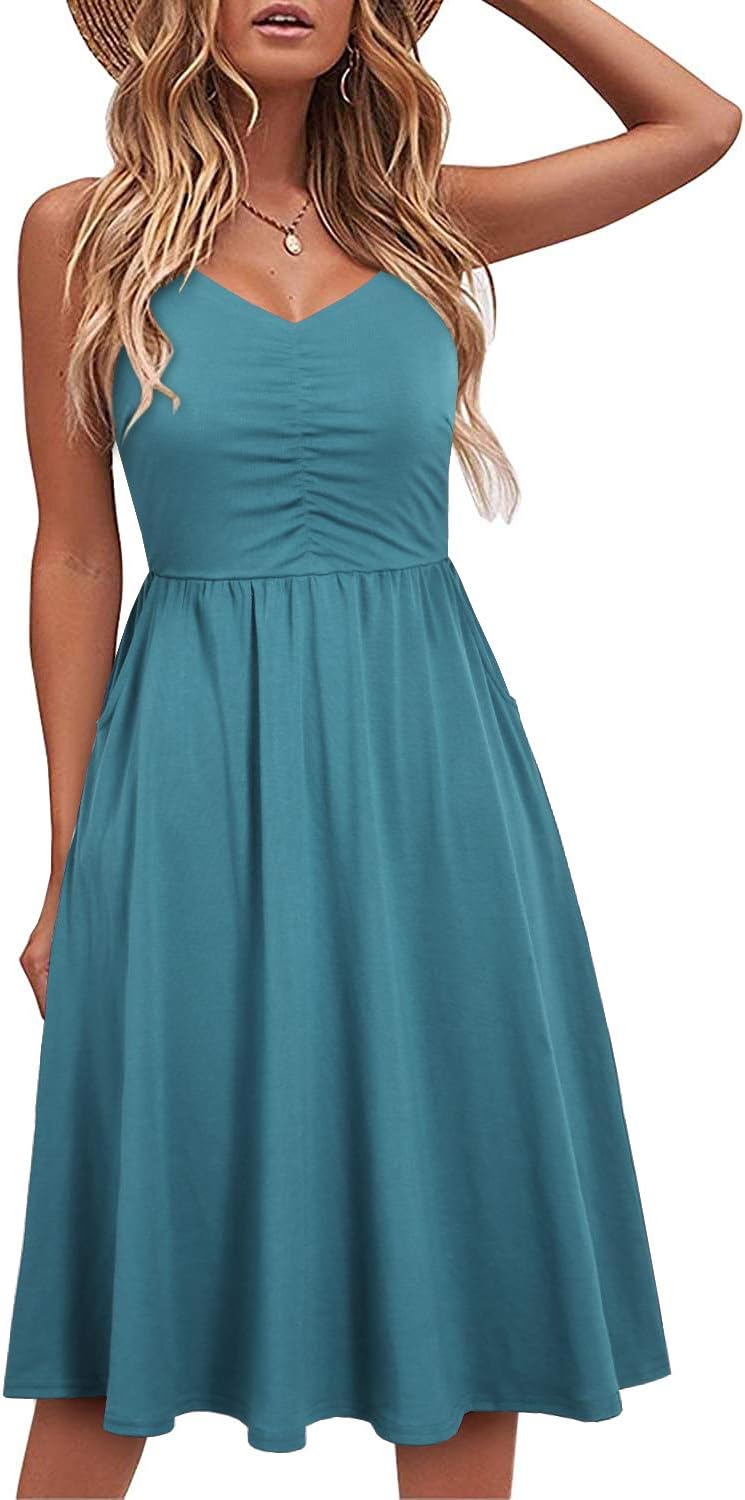 YATHON Casual Dresses for Women with Pockets and Spaghetti Straps